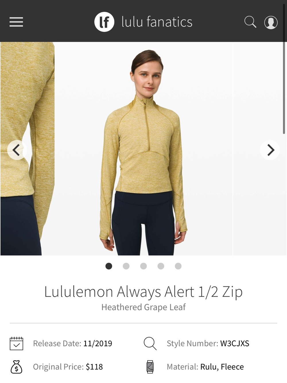 Lululemon Always Alert 1/2 Zip